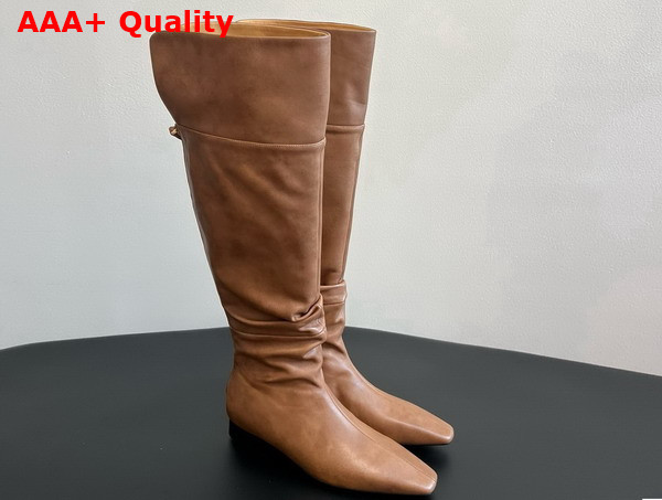 The Row Knee High Boot in Light Brown Leather Replica