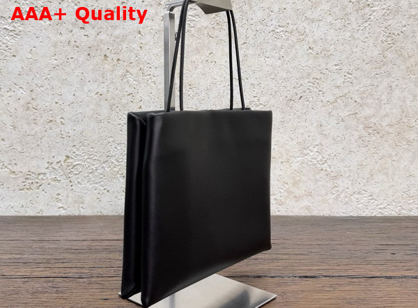 The Row Leather Cecily Top Handle Bag in Black Glossy Nappa Leather Replica