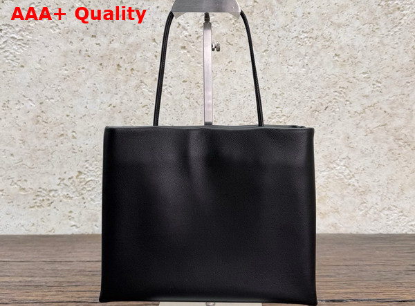 The Row Leather Cecily Top Handle Bag in Black Glossy Nappa Leather Replica