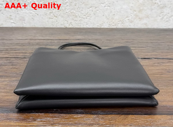 The Row Leather Cecily Top Handle Bag in Black Glossy Nappa Leather Replica