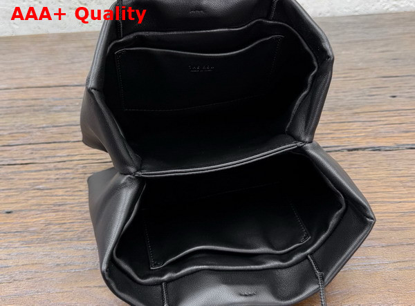 The Row Leather Cecily Top Handle Bag in Black Glossy Nappa Leather Replica