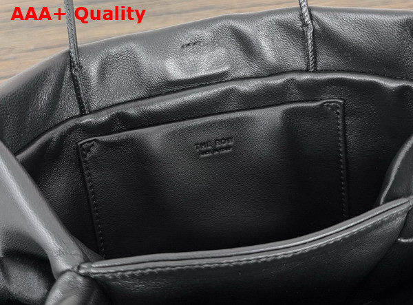 The Row Leather Cecily Top Handle Bag in Black Glossy Nappa Leather Replica