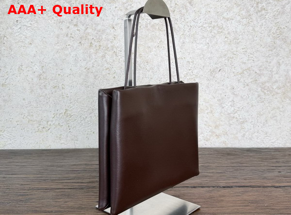 The Row Leather Cecily Top Handle Bag in Dark Brown Glossy Nappa Leather Replica
