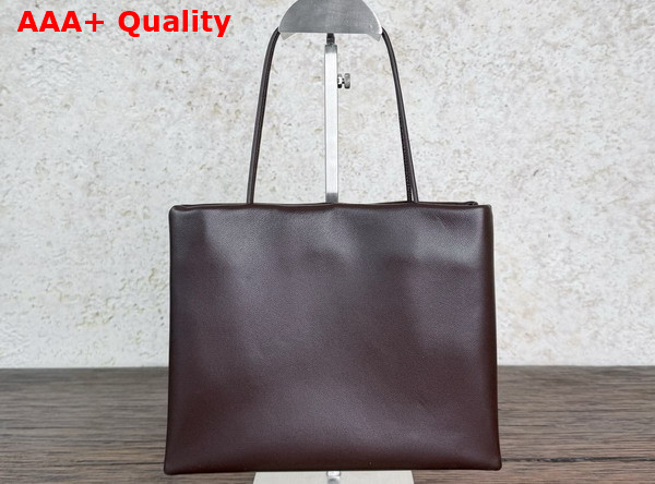 The Row Leather Cecily Top Handle Bag in Dark Brown Glossy Nappa Leather Replica