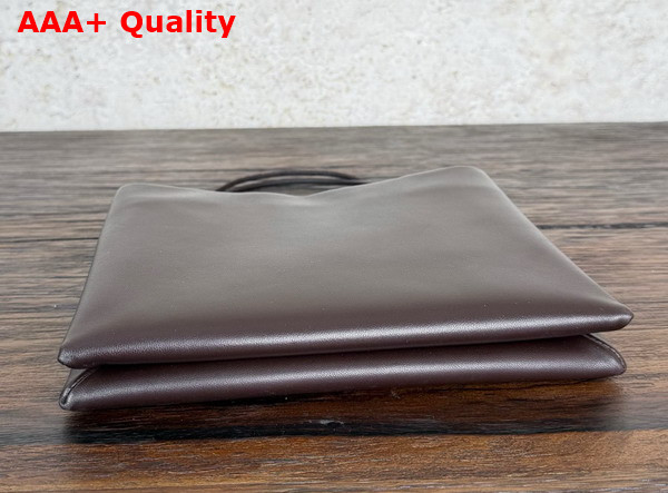 The Row Leather Cecily Top Handle Bag in Dark Brown Glossy Nappa Leather Replica