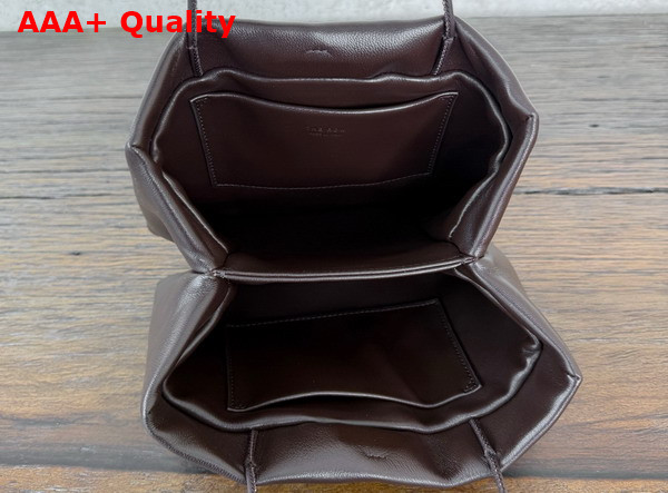 The Row Leather Cecily Top Handle Bag in Dark Brown Glossy Nappa Leather Replica
