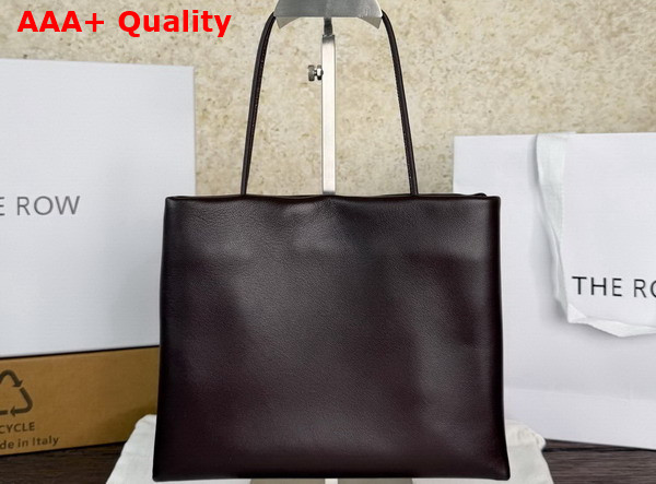 The Row Leather Cecily Top Handle Bag in Dark Brown Glossy Nappa Leather Replica