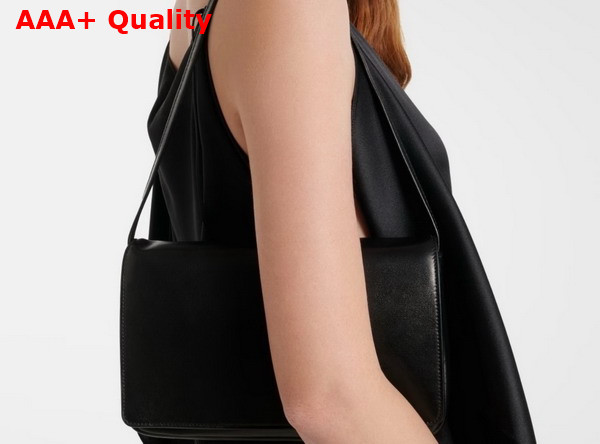 The Row Leather Nuance Shoulder Bag in Black Replica