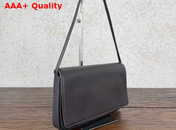 The Row Leather Nuance Shoulder Bag in Dark Brown Replica