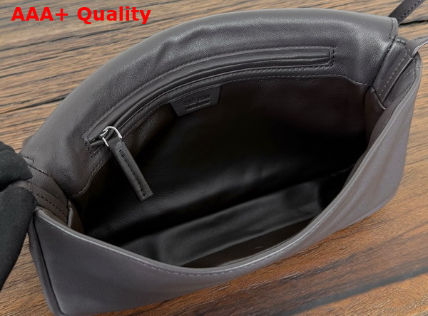 The Row Leather Nuance Shoulder Bag in Dark Brown Replica