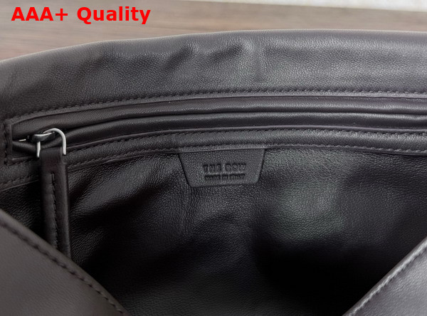 The Row Leather Nuance Shoulder Bag in Dark Brown Replica