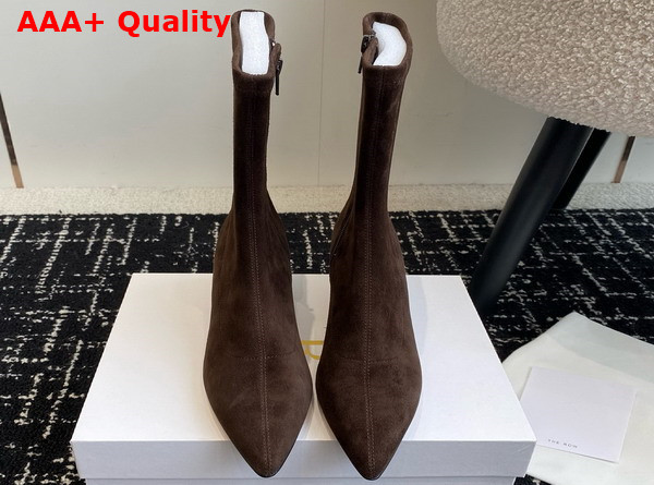 The Row Liisa Kitten Boot in Dark Brown Suede Replica