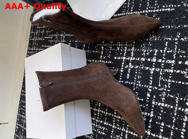 The Row Liisa Kitten Boot in Dark Brown Suede Replica