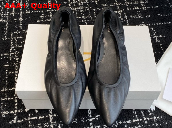 The Row Liisa Kitten Heel in Leather Black Replica