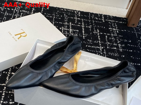 The Row Liisa Kitten Heel in Leather Black Replica