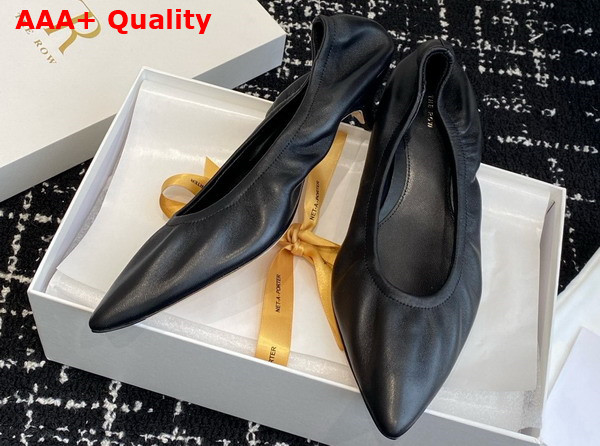 The Row Liisa Kitten Heel in Leather Black Replica