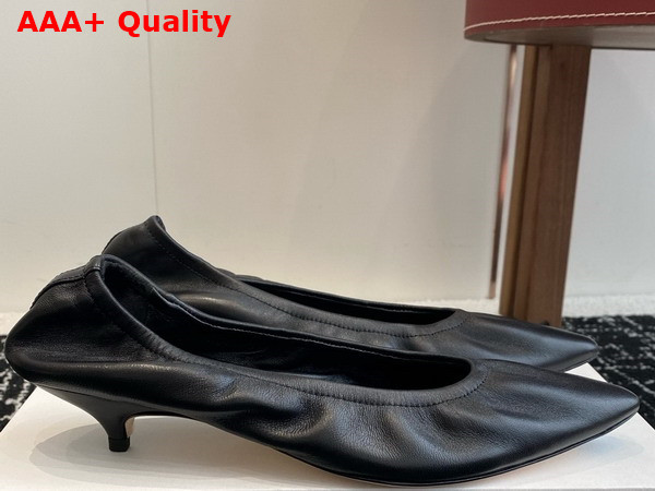 The Row Liisa Kitten Heel in Leather Black Replica