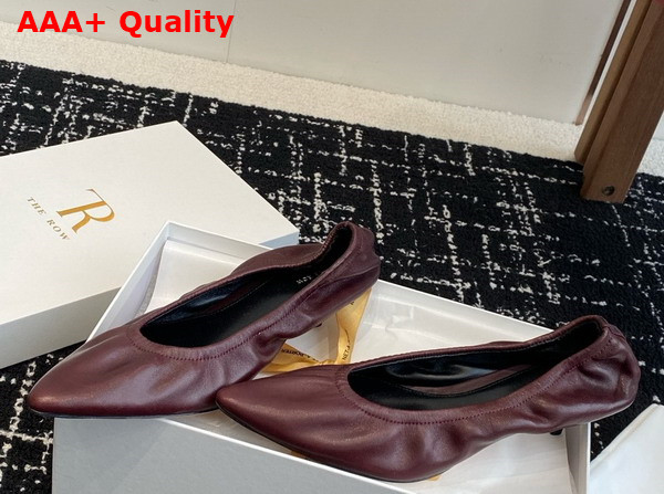 The Row Liisa Kitten Heel in Leather Wine Replica