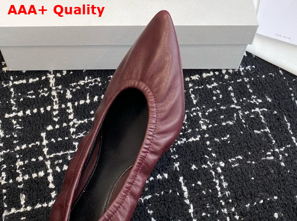 The Row Liisa Kitten Heel in Leather Wine Replica