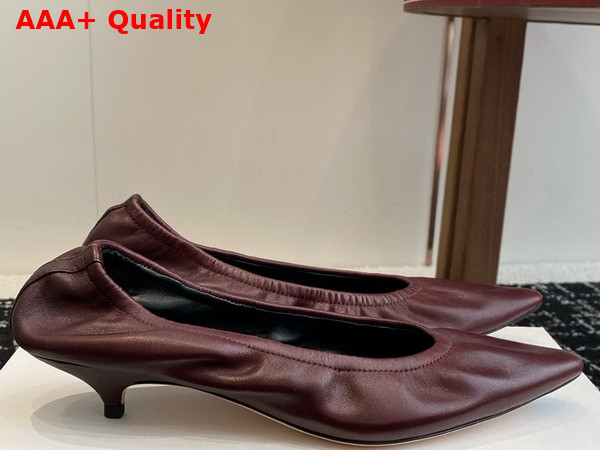 The Row Liisa Kitten Heel in Leather Wine Replica