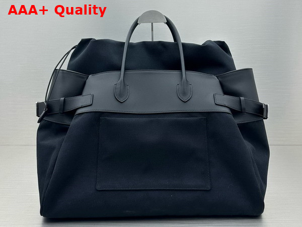 The Row Margaux 17 Inside Out Bag in Black Canvas and Leather Replica