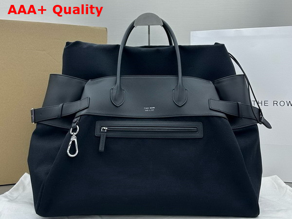 The Row Margaux 17 Inside Out Bag in Black Canvas and Leather Replica