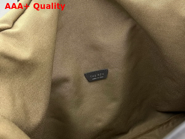 The Row Margaux 17 Inside Out Bag in Khaki Canvas and Black Leather Replica