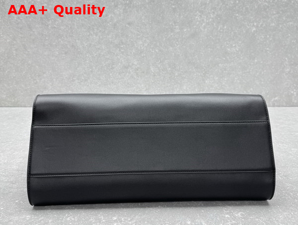 The Row Marlo Tote Bag in Black Polished Saddle Leather Replica