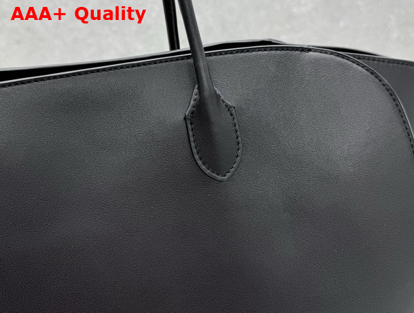 The Row Marlo Tote Bag in Black Polished Saddle Leather Replica