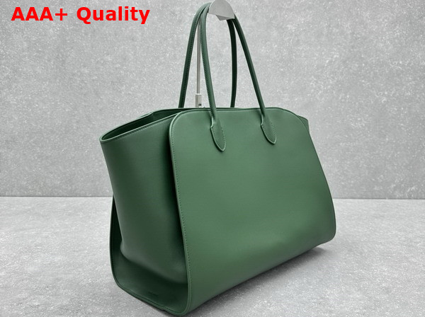 The Row Marlo Tote Bag in Green Polished Saddle Leather Replica