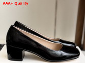 The Row Medium Heel Pump in Black Glossy Patent Calfskin Replica