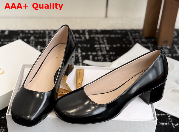 The Row Medium Heel Pump in Black Glossy Patent Calfskin Replica