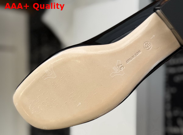 The Row Medium Heel Pump in Black Glossy Patent Calfskin Replica