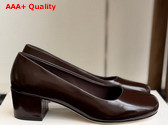 The Row Medium Heel Pump in Lacquer Brown Glossy Patent Calfskin Replica