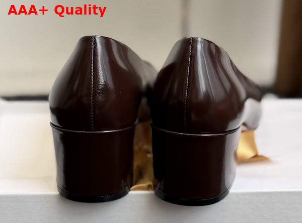 The Row Medium Heel Pump in Lacquer Brown Glossy Patent Calfskin Replica