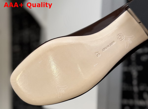 The Row Medium Heel Pump in Lacquer Brown Glossy Patent Calfskin Replica