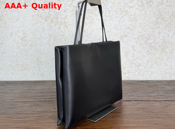 The Row Medium Leather Cecily Top Handle Bag in Black Glossy Nappa Leather Replica