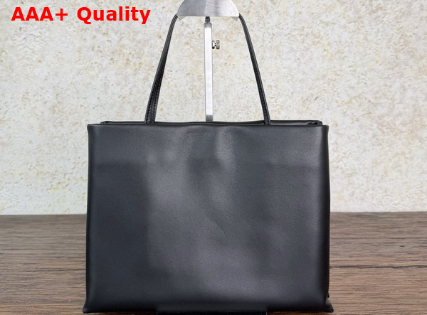 The Row Medium Leather Cecily Top Handle Bag in Black Glossy Nappa Leather Replica