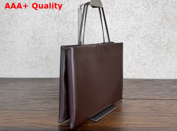 The Row Medium Leather Cecily Top Handle Bag in Dark Brown Glossy Nappa Leather Replica
