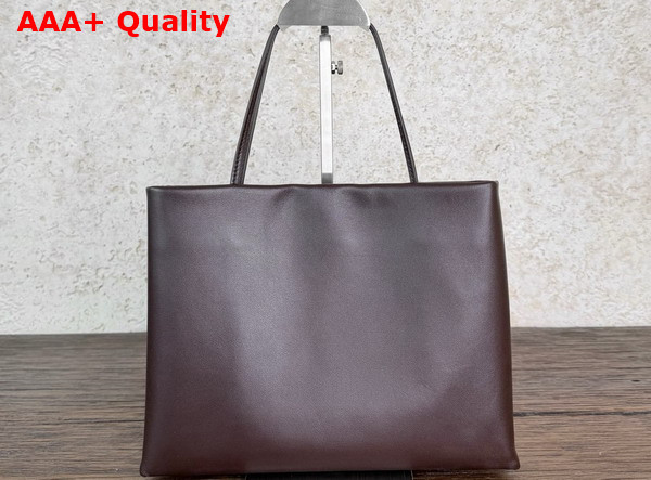 The Row Medium Leather Cecily Top Handle Bag in Dark Brown Glossy Nappa Leather Replica