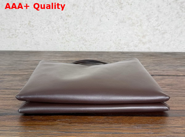 The Row Medium Leather Cecily Top Handle Bag in Dark Brown Glossy Nappa Leather Replica