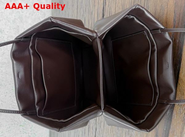 The Row Medium Leather Cecily Top Handle Bag in Dark Brown Glossy Nappa Leather Replica