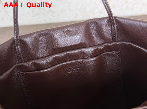 The Row Medium Leather Cecily Top Handle Bag in Dark Brown Glossy Nappa Leather Replica
