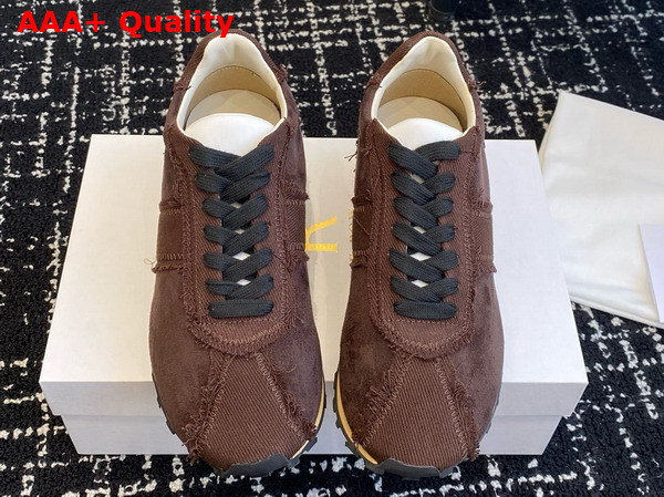 The Row Mica Sneaker in Wool Linen and Nylon Brown and Cream Replica