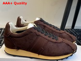 The Row Mica Sneaker in Wool Linen and Nylon Brown and Cream Replica