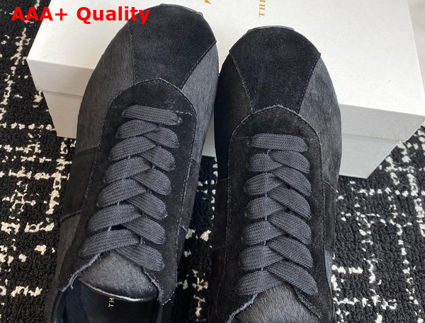 The Row Mica Sneakers in Black Mink Fur and Suede Replica