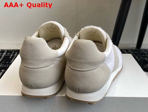 The Row Mica Sneakers in White Mink Fur and Suede Replica