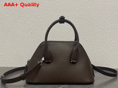 The Row Mini Devon Bag in Dark Brown Leather Replica