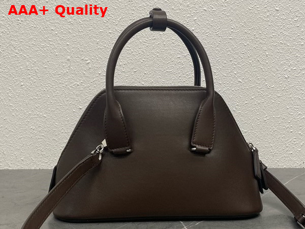 The Row Mini Devon Bag in Dark Brown Leather Replica