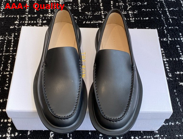 The Row Nic Loafer in Black Leather Replica
